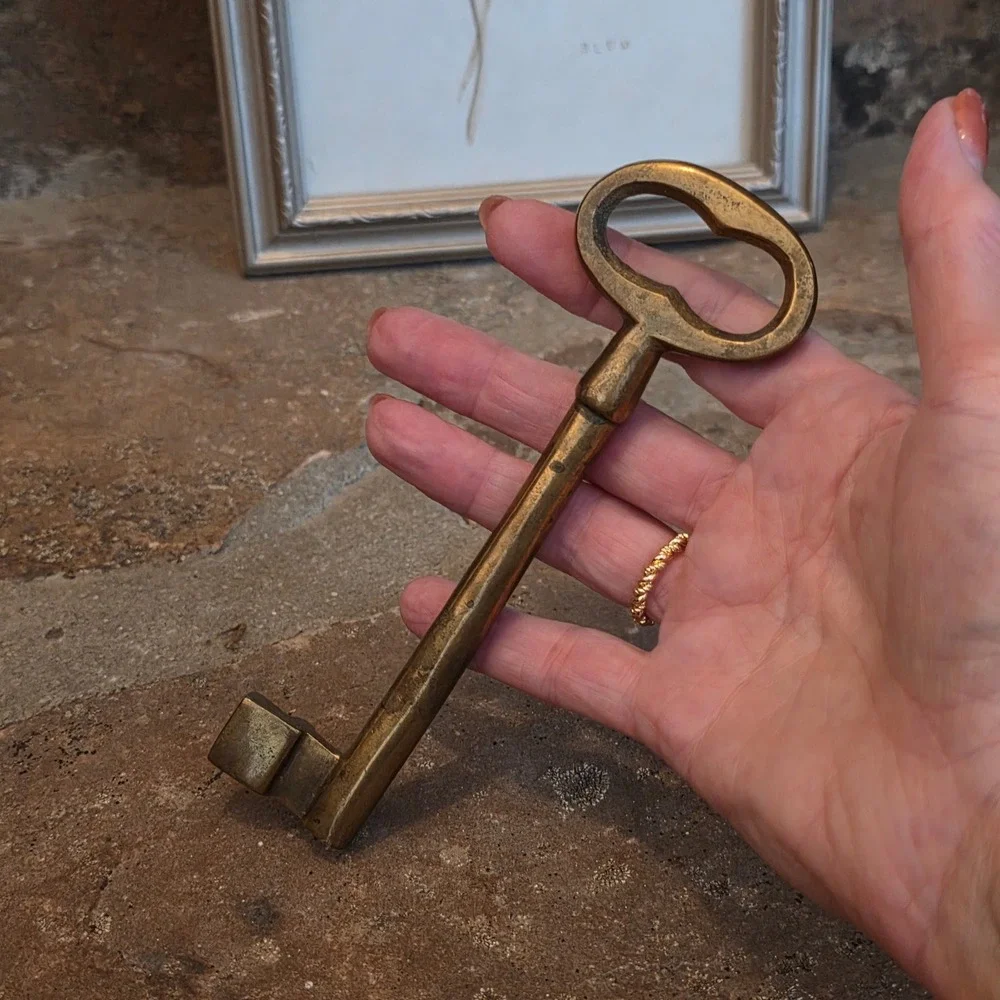 Vintage Solid Brass Skeleton Key Antique Style Large Decorative Gate Barrel Key